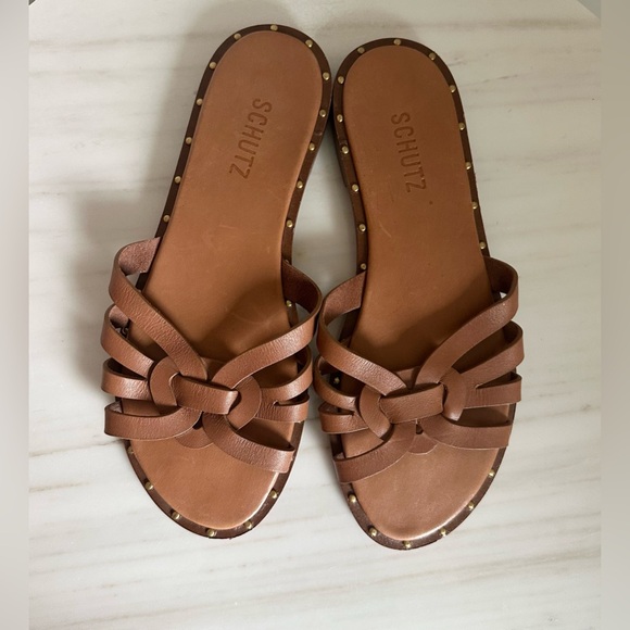 Schutz Women's Brown Leather Phoenix Sandal Size 8.5 - Picture 7 of 15